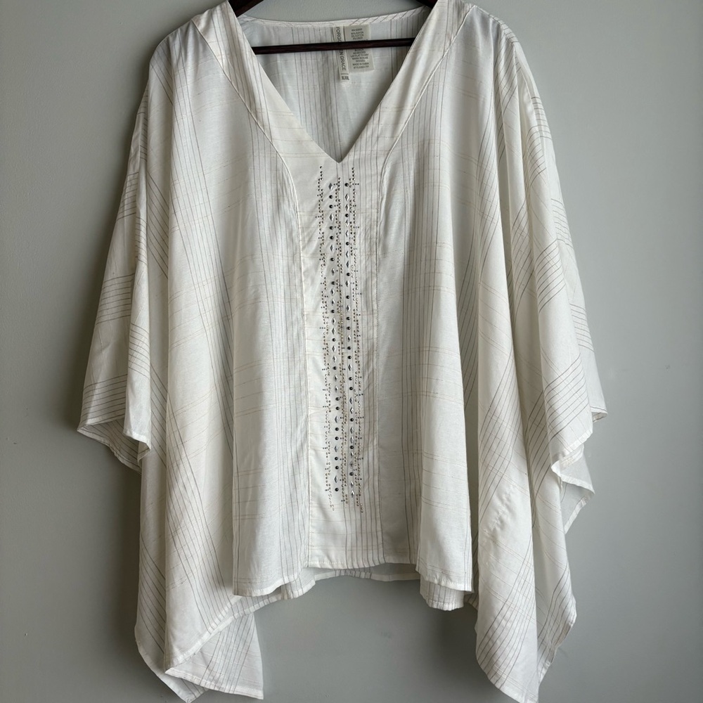 Boho Embellished Tunic Top Swimsuit Cover up Blouse Forgotten Grace XL XXL